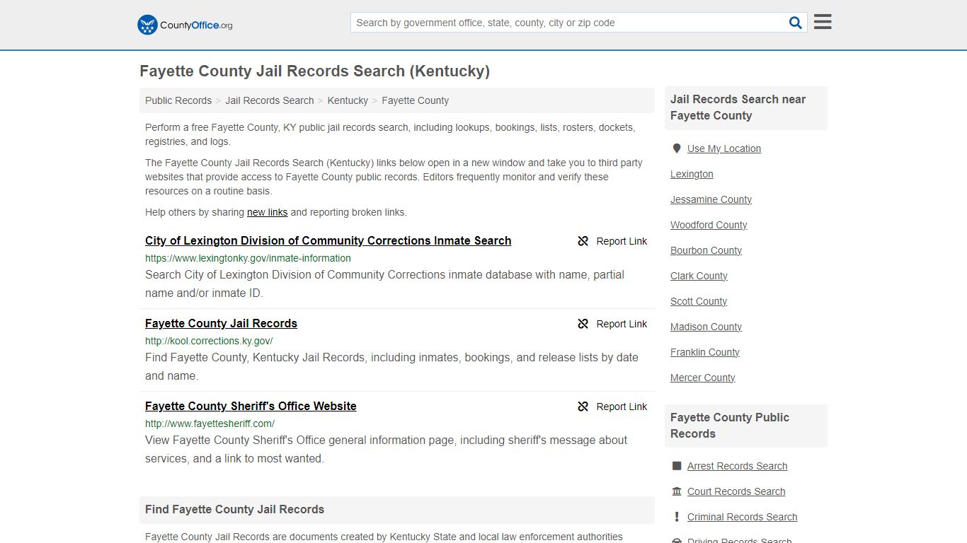 Fayette County Jail Records Search (Kentucky) - County Office